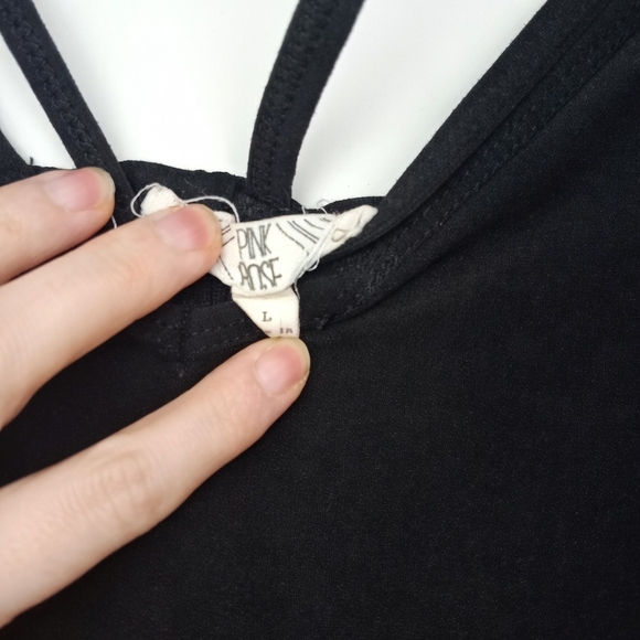 Pink Rose Black Crisscross Back Mini Dress - Picture 2 of 4